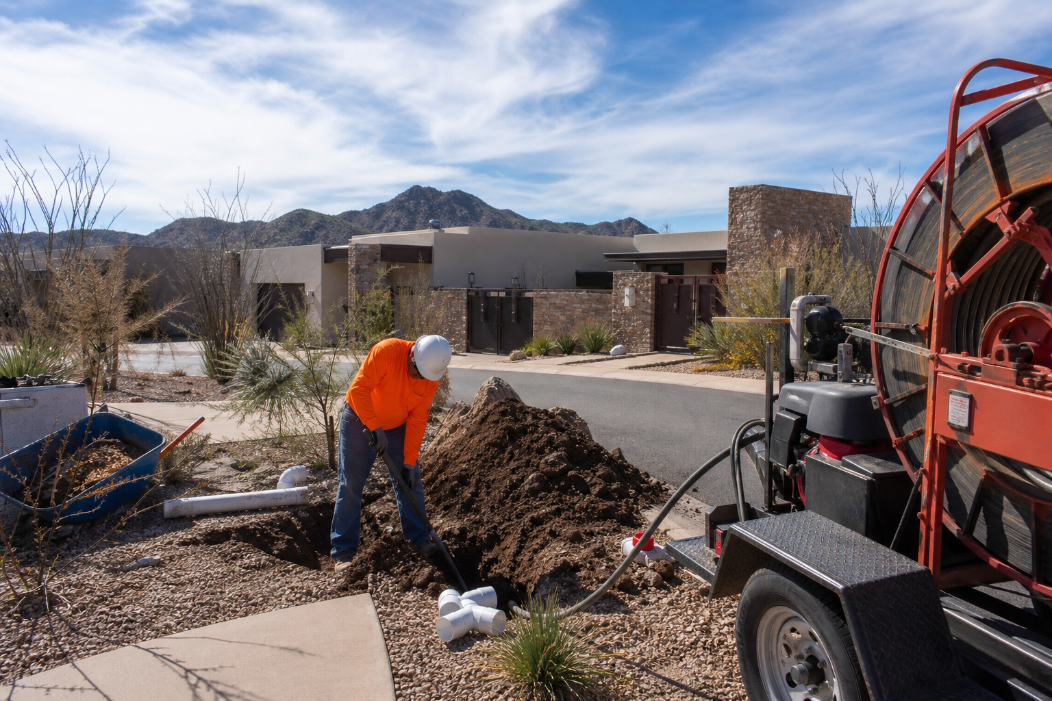 Sewer Line Services for Guadalupe, AZ editorial illustration