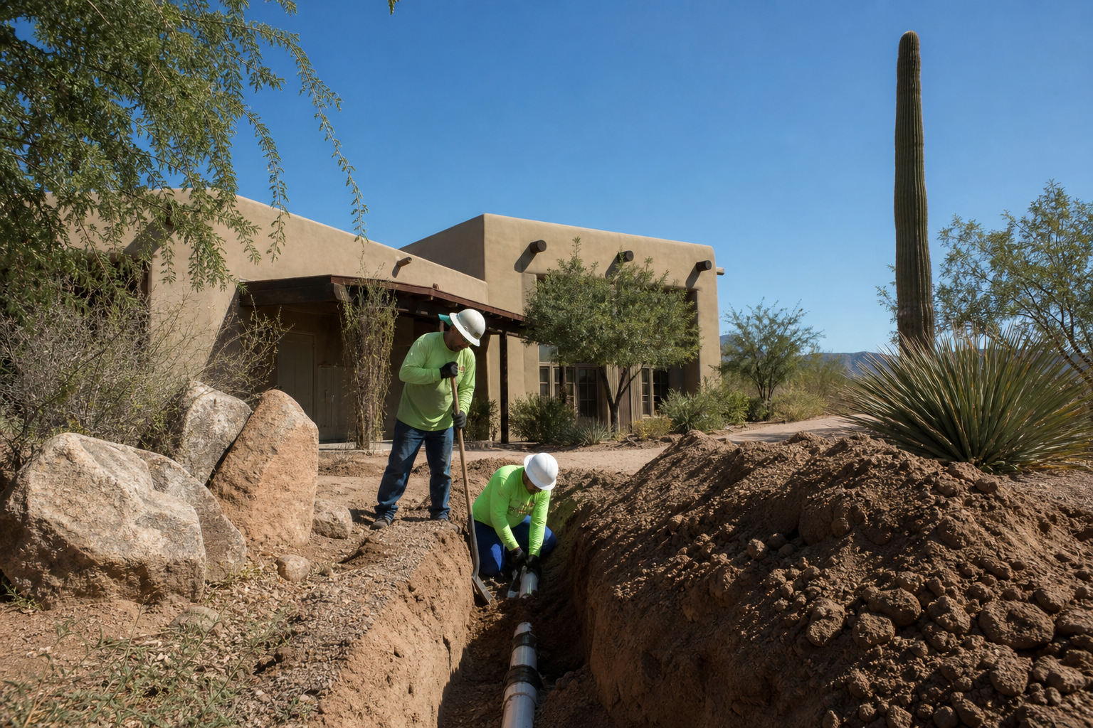 Sewer Line Repair Services for Komatke, AZ editorial illustration